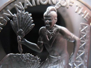 7/8-OZ.RARE OSAGE AMERICAN NATIVE TRIBAL NATIONS ART COIN SILVER.999 + GOLD - Picture 1 of 10