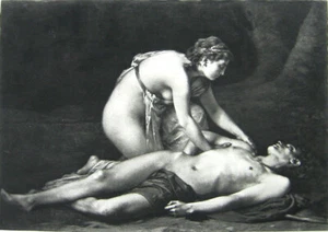 Mythologie, PRETTY NAKED NUDE WOMAN GIRL VENUS OVER DEAD ADONIS ~ 1892 Kunstdruck - Bild 1 von 1