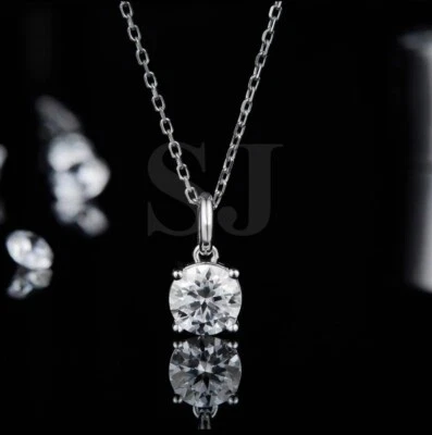 Certified 2.80 Ct Off White Treated Diamond Solitaire Pendant In 925 Silver ! - Image 1 of 4
