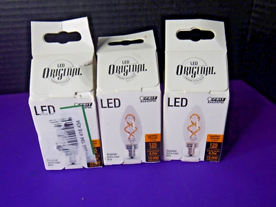 (3) Open Feit Electric Vintage Glass LED B10 Bulb Candelabra E12 Dimmable - Image 1 of 3