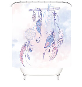 Dreamcatcher Bathroom Rug Set Shower Curtain Thick Toilet Lid Cover Bath Mat 