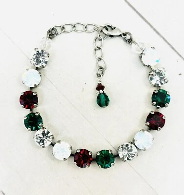 Pulsera Cadena Copa Navidad Roja y Verde Hecha con Cristales Rojos Siam Foto 1 de 4