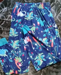 Boys Youth Size XL (26"x28") Dinosaurs & Santa Claus Sleep Pants New No Tags - Picture 1 of 4