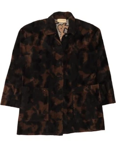 CHICO MOD PARIS Womens Fleece Overcoat UK 22 3XL Black Camouflage CB10 - Picture 1 of 4