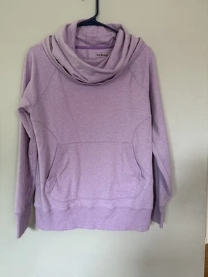 Pullover LL Bean para mujer mediano púrpura cuello embudo canguro bolsillo agujeros para los pulgares acogedor Foto 1 de 4