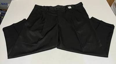 George Performance 正装裤子男式标签 46x30 (46x28) 黑色打褶袖口全新带标签 — 第 1/4 张图片