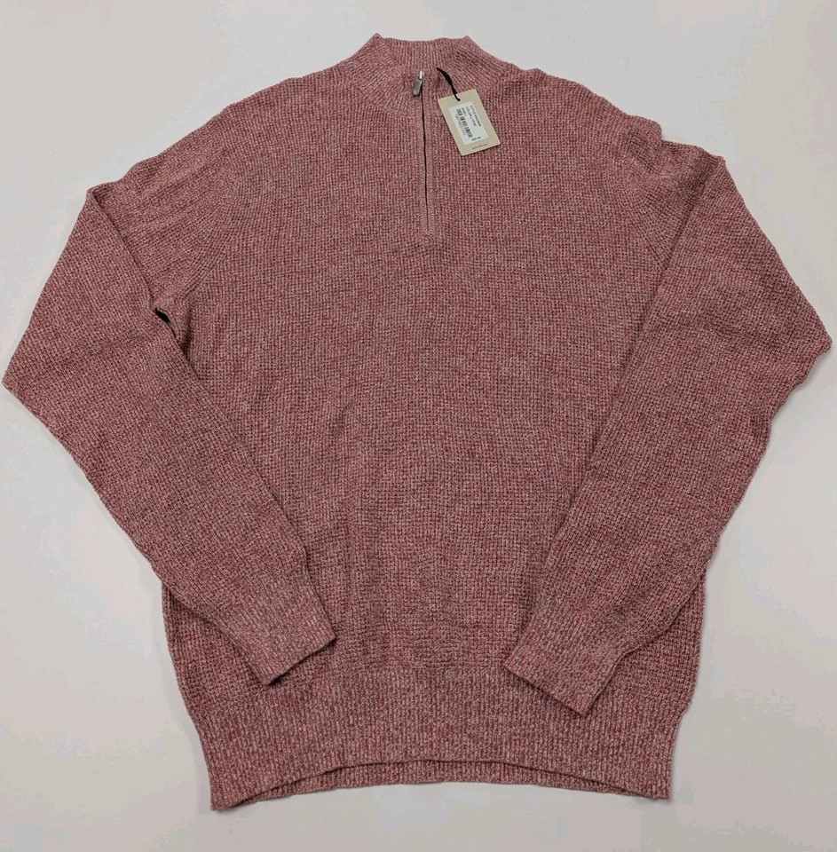 Peter Millar Crown Quarter Zip Merino Wool Sweater Sz L Red (Lyche) - Image 1 of 4