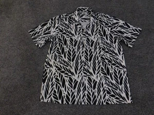 Zara Shirt Mens Extra Large Black White Leaf Print stretch soft Button Up - Picture 1 of 13