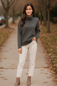 Rollkragenpullover Damen Nordstrom grau Kaschmir L - Bild 1 von 6