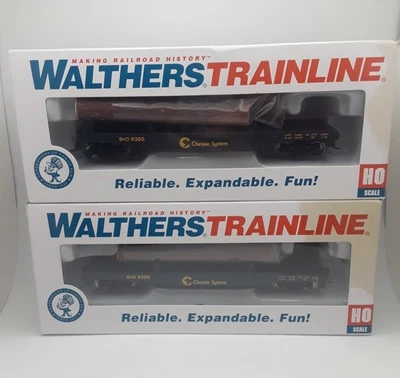 x 2 Walthers Trainline 1772 HO Scale Log Dump Car with 3 Logs Chessie-B&O *READ* - Image 1 of 4
