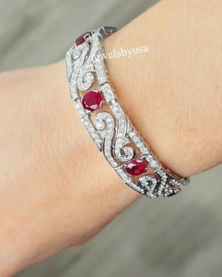 Women's Unique Classic Design Lab Created Diamond Bracelet 925 Sterling Silver - Image 1 of 4