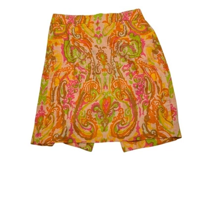 Falda brillante J Crew naranja amarillo cachemira lino oficina de negocios colorida boho 8 Foto 1 de 4