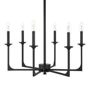 Hampton Bay Highgate 6-Light Matte Black Chandelier without Glass Shade - Picture 1 of 12