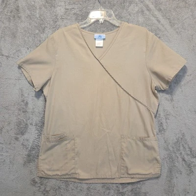 SB Scrubs Medical Nursing Top Womens Tag Size Medium Tan Pullover Short Sleeve - Image 1 of 4
