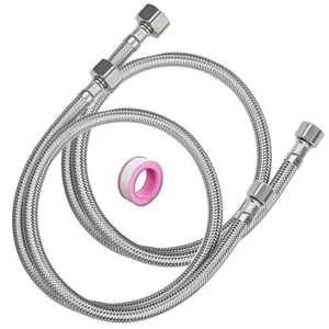 32'' Faucet Supply Line (2-Pack) – 3/8'' Comp x 1/2'' FIP Stainless Steel Hose - Picture 1 of 7