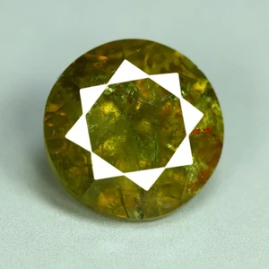 2.01 Cts_Round Brilliant Cut_100 % Natural Olive Green Demantoid Garnet_Namibia - Picture 1 of 3