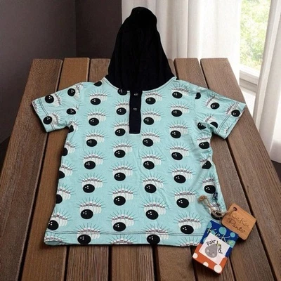 NEW KicKee Pants Blue Bowling Printed Short Sleeve Hoodie Tee Bamboo Size 4T - Image 1 of 4