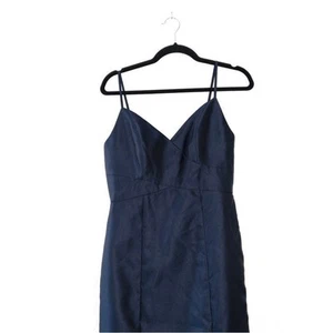 NWT Alfred Sung Midnight Navy Spaghetti Strap Mermaid Floor Length Dress 8 - Picture 1 of 8