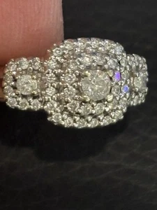 Solid 14k White Gold Diamond Ring Size 7.25  - Picture 1 of 12