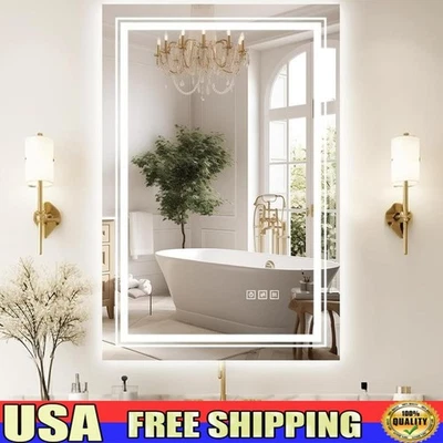 LED Bathroom Mirror Anti Fog Front Backlit Dimmable Tempered Glass Vanity 24x32 - Image 1 of 4