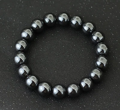 Pulsera elástica hecha a mano con cuentas de piedra de hematita terapia curativa alivio del dolor Foto 1 de 4