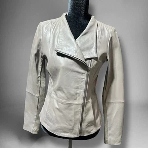 Giacca donna DKNY nuova con etichette taglia M pelle di agnello marrone cerniera moderna elasticizzata laterale - Foto 1 di 11