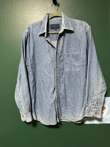 Denim Vintage Uomo M Distressed Sbiadito Grunge Autunno Y2K Classico Blu Bottoni - Foto 1 di 21