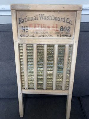 VINTAGE NATIONAL WASHBOARD CO. #801 "THE BRASS KING" WASH BOARD 24" TALL - Image 1 of 4