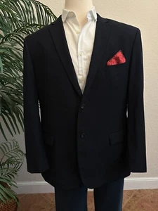CARAVELLI MENS SUIT JACKET SIZE 46 SLIM FIT NAVY BLUE BLAZER POLY BLEND COAT - Picture 1 of 8