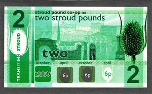 England's Transition Town 2009 STROUD 2 Pounds With 2 x 6p Sticker AU-UNC    - Picture 1 of 2