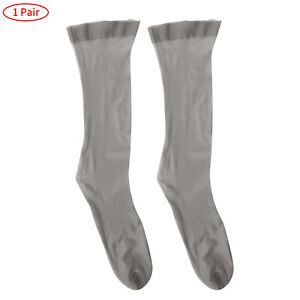 Nylon Calf High Ultra-thin Socks Mesh See-through Sheer Closed Toe Stockings 17"
