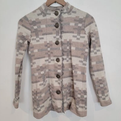 Chaqueta Cárdigan Pendleton Lana Flecos Gris Taupe Crema Botón Mujer Pequeña S Foto 1 de 4