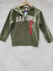 Gap Kids Boys Medium (8) Army Green Full Zip Embroidery Logo Fleece Hoodie - Picture 1 of 7