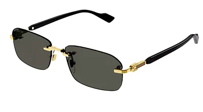 GUCCI Men's GG1221S-001 Black & Gold / Grey Tinted Sunglasses - Image 1 of 4