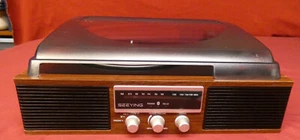 Seeying Model TT-138 Small Turntable System Record Player w/ FM Radio, BlueTooth - Picture 1 of 9
