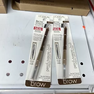 2 pcs Loreal Brow Stylist 3-in - 1 Brow Tool  331  Medium-Dark  Brown/ cafe - Picture 1 of 3