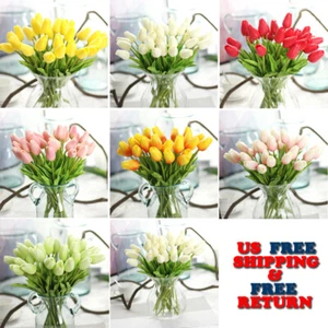 Artificial Flower Latex Real Touch Tulip Bridal Wedding Bouquet Home Decor - Picture 1 of 39