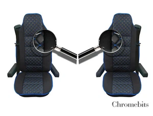 Fundas de asiento cómodas de cuero sintético negro premium y tela para Scania serie 4 G P R - Imagen 1 de 2
