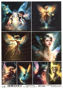 Reispapier A4 Strohseide Decoupage Fantasy leuchtende Feen Elfen Märchen RE1303 - Bild 1 von 1