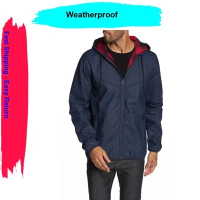 Chaqueta polar adherida de cuero sintético resistente a la intemperie, azul marino oscuro, talla M Foto 1 de 3