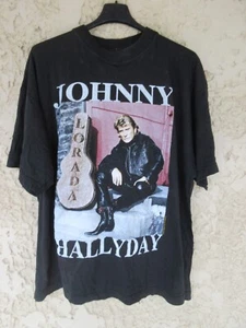 T-shirt JOHNNY HALLYDAY vintage 1996 LORADA coton noir XL - Picture 1 of 7