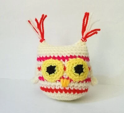 Amigurumi owl Stuffed bird Crochet worry pet Animal softie pocket anxiety toy - Image 1 of 4