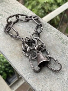 Old Link bell bracelet with shackle lock bell charm Sterling Silver 925 - Picture 1 of 5