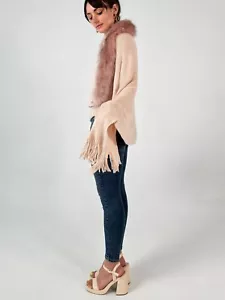 Women's Shawl Wrap Poncho Ruana Cardigan Stylish Cape Fuax Fur Sweater Fuzzy ... - Picture 1 of 4