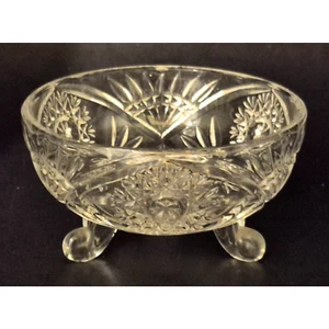 Plato de caramelo vintage Anna Hutte cristal de plomo con patas de cristal Alemania Occidental 4x2" - Imagen 1 de 10