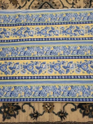 Blue and Yellow Floral Stripe~~Springs~~124" X 45"  3.5 Yards - Image 1 of 3