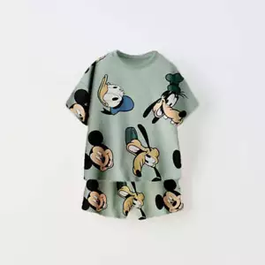 Cartoon Print Tshirt+Shorts Two Piece Set For Kids New Fashion Costume Boys And - Picture 1 of 33