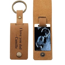 Ring Leather Cover DIY Key Chain Photo Keychain Thermal Transfer Picture Card