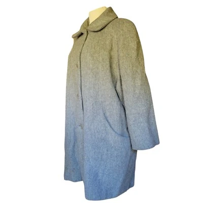 Abrigo vintage Herman Kay para mujer talla 16 lana nailon gris forrado un solo pecho EE. UU. Foto 1 de 4