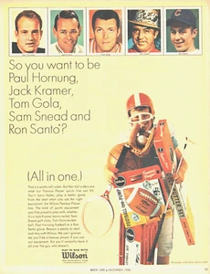 1966 WILSON Sport Equipment STAMPA ANNUNCIO Hornung Santo calcio baseball NFL giocattoli - Foto 1 di 1